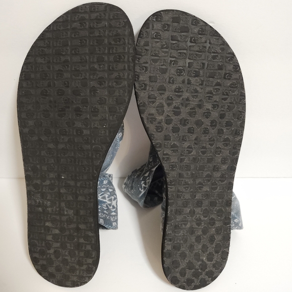 SANUK YOGA MAT CLOTH SLING/STRAP THONG SANDAL FADED BLUE/GREY WOMENS SIZE 9 US - Picture 8 of 11